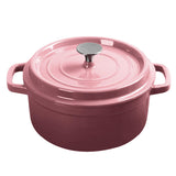 NNEAGS Cast Iron 22cm Enamel Porcelain Stewpot Casserole Stew Cooking Pot With Lid 2.7L Pink