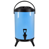 NNEAGS 8L Stainless Steel Insulated Milk Tea Barrel Hot and Cold Beverage Dispenser Container with Faucet Blue