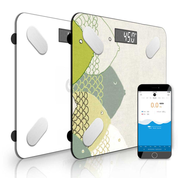 NNEAGS 2X Wireless Bluetooth Digital Body Fat Scale Bathroom Health Analyzer Weight Fish/White