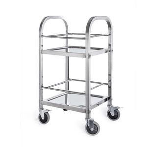 NNEAGS 2 Tier 500x500x950 Stainless Steel Square Tube Drink Wine Food Utility Cart