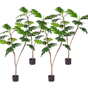NNEAGS 4X 120cm Artificial Natural Green Split-Leaf Philodendron Tree Fake Tropical Indoor Plant Home Office Decor