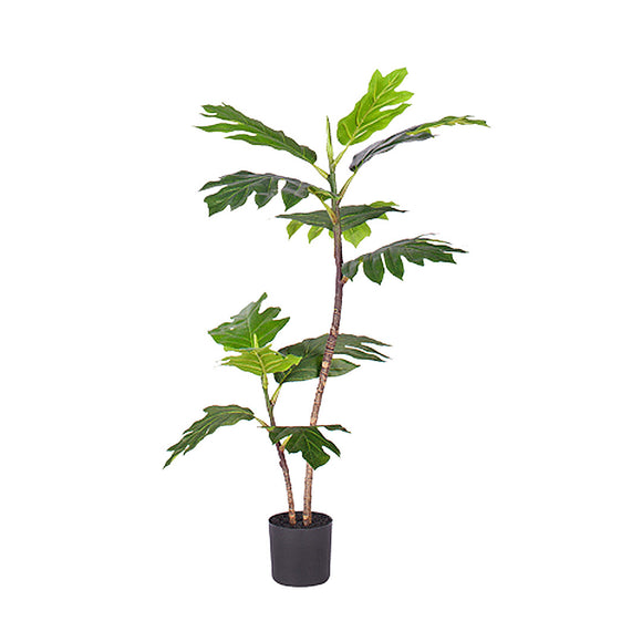 NNEAGS 90cm 2-Trunk Artificial Natural Green Split-Leaf Philodendron Tree Fake Tropical Indoor Plant Home Office Decor