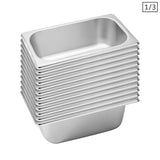 NNEAGS 12X GN Pan Full Size 1/3 GN Pan 10cm Deep Stainless Steel Tray