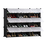 NNEAGS 6 Tier 3 Column Shoe Rack Organizer Sneaker Footwear Storage Stackable Stand Cabinet Portable Wardrobe with Cover