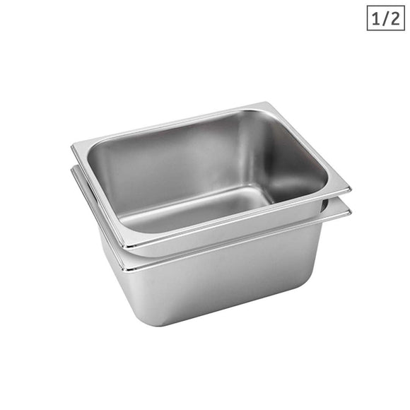 NNEAGS 2X GN Pan Full Size 1/2 GN Pan 15cm Deep Stainless Steel Tray