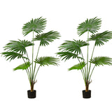 NNEAGS 2X 120cm Artificial Natural Green Fan Palm Tree Fake Tropical Indoor Plant Home Office Decor