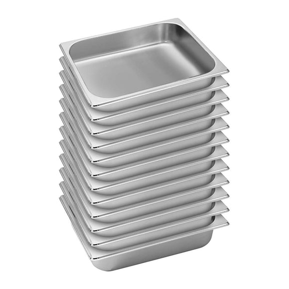 NNEAGS 12X GN Pan Full Size 1/2 GN Pan 6.5cm Deep Stainless Steel Tray
