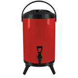 NNEAGS 8L Stainless Steel Insulated Milk Tea Barrel Hot and Cold Beverage Dispenser Container with Faucet Red