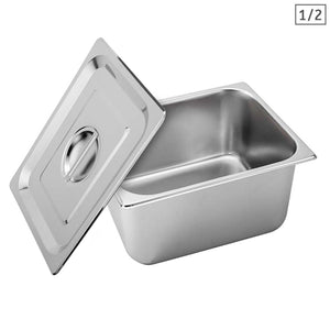 NNEAGS GN Pan Full Size 1/2 GN Pan 20cm Deep Stainless Steel Tray With Lid