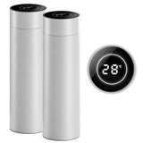 NNEAGS 2X 500ML Stainless Steel Smart LCD Thermometer Display Bottle Vacuum Flask Thermos White
