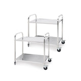 NNEAGS 2X 2 Tier 81x46x85cm Stainless Steel Kitchen Dining Food Cart Trolley Utility Round Small