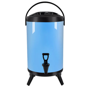 NNEAGS 10L Stainless Steel Insulated Milk Tea Barrel Hot and Cold Beverage Dispenser Container with Faucet Blue