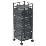NNEAGS 4 Tier Steel Square Rotating Kitchen Cart Multi-Functional Shelves Portable Storage Organizer with Wheels