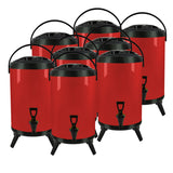 NNEAGS 8X 16L Stainless Steel Insulated Milk Tea Barrel Hot and Cold Beverage Dispenser Container with Faucet Red
