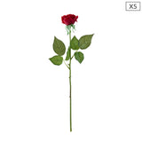 NNEAGS 5pcs Artificial Silk Flower Fake Rose Bouquet Table Decor Red
