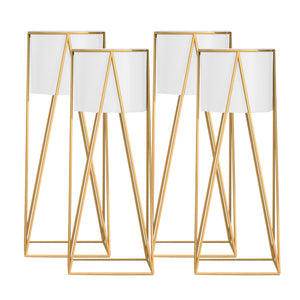 NNEAGS 4X 70cm Gold Metal Plant Stand with White Flower Pot Holder Corner Shelving Rack Indoor Display