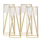 NNEAGS 4X 70cm Gold Metal Plant Stand with White Flower Pot Holder Corner Shelving Rack Indoor Display