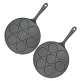NNEAGS 2X 23cm Cast Iron Takoyaki Fry Pan Octopus Balls Maker 7 Hole Cavities Grill Mold