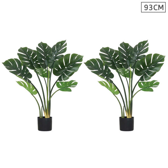 NNEAGS 2X 93cm Artificial Indoor Potted Turtle Back Fake Decoration Tree Flower Pot Plant
