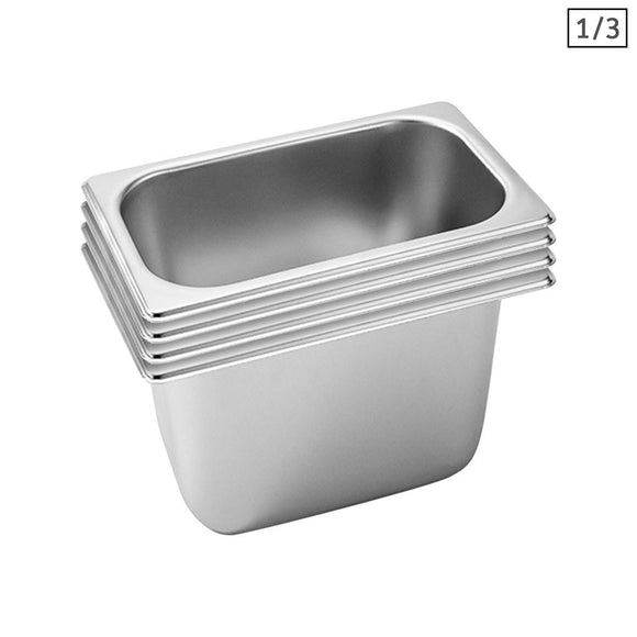 NNEAGS 4X GN Pan Full Size 1/3 GN Pan 20cm Deep Stainless Steel Tray