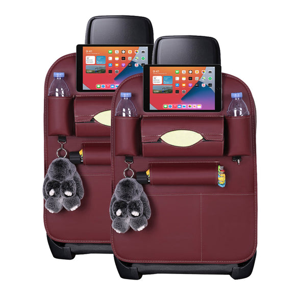 NNEAGS 2X PVC Leather Car Back Seat Storage Bag Multi-Pocket Organizer Backseat and iPad Mini Holder Red