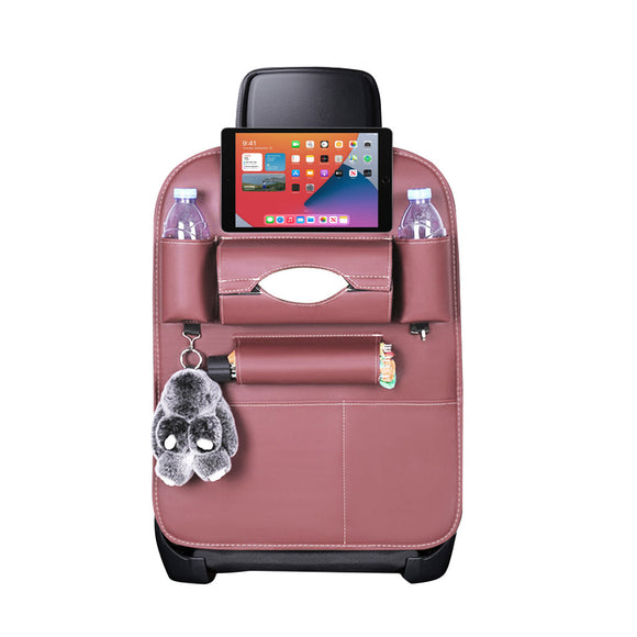 NNEAGS PVC Leather Car Back Seat Storage Bag Multi-Pocket Organizer Backseat and iPad Mini Holder Coffee