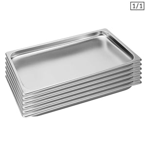 NNEAGS 6X GN Pan Full Size 1/1 GN Pan 2cm Deep Stainless Steel Tray