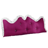 NNEAGS 120cm Burgundy Princess Bed Pillow Headboard Backrest Bedside Tatami Sofa Cushion with Ruffle Lace Home Decor