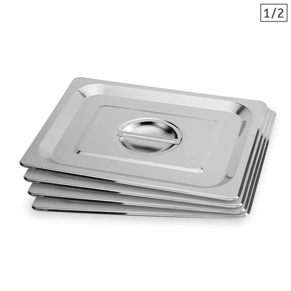 NNEAGS 4X GN Pan Lid Full Size 1/2 Stainless Steel Tray Top Cover