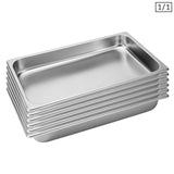 NNEAGS 6X GN Pan Full Size 1/1 GN Pan 6.5cm Deep Stainless Steel Tray