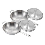 NNEAGS 2X 18/10 Stainless Steel Fry Pan 36cm Frying Pan Top Grade Skillet with Helper Handle and Lid