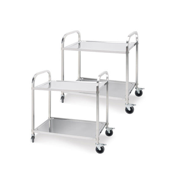 NNEAGS 2X 2 Tier 75x40x83.5cm Stainless Steel Kitchen Dinning Food Cart Trolley Utility Small