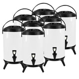 NNEAGS 8X 12L Stainless Steel Insulated Milk Tea Barrel Hot and Cold Beverage Dispenser Container with Faucet White