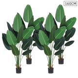 NNEAGS 4X 160cm Artificial Green Indoor Traveler Banana Fake Decoration Tree Flower Pot Plant