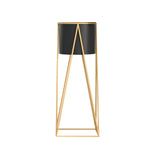 NNEAGS 50cm Gold Metal Plant Stand with Black Flower Pot Holder Corner Shelving Rack Indoor Display
