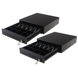 NNEAGS 2X Black Heavy Duty Cash Drawer Electronic 4 Bills 8 Coins Cheque Slot Tray Pos 350