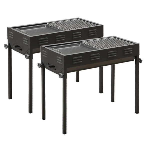 NNEAGS 2X 72cm Portable Folding Thick Box-Type Charcoal Grill for Outdoor BBQ Camping