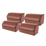 NNEAGS 4X Leather Car Boot Collapsible Foldable Trunk Cargo Organizer Portable Storage Box Coffee Large