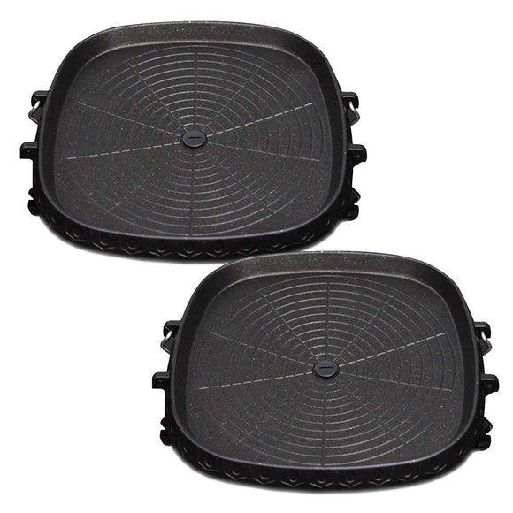 NNEAGS 2X Portable Korean BBQ Butane Gas Stove Stone Grill Plate Non Stick Coated Square