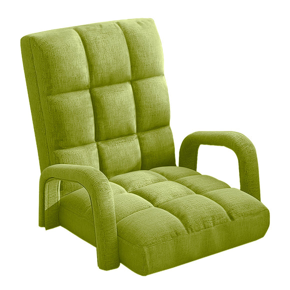 NNEAGS Foldable Lounge Cushion Adjustable Floor Lazy Recliner Chair with Armrest Yellow Green