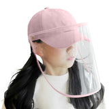 NNEAGS Outdoor Protection Hat Anti-Fog Pollution Dust Protective Cap Full Face HD Shield Cover Kids Pink