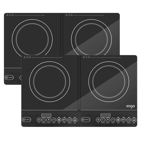 NNEAGS 2X Cooktop Portable Induction LED Electric Double Duo Hot Plate Burners Cooktop Stove