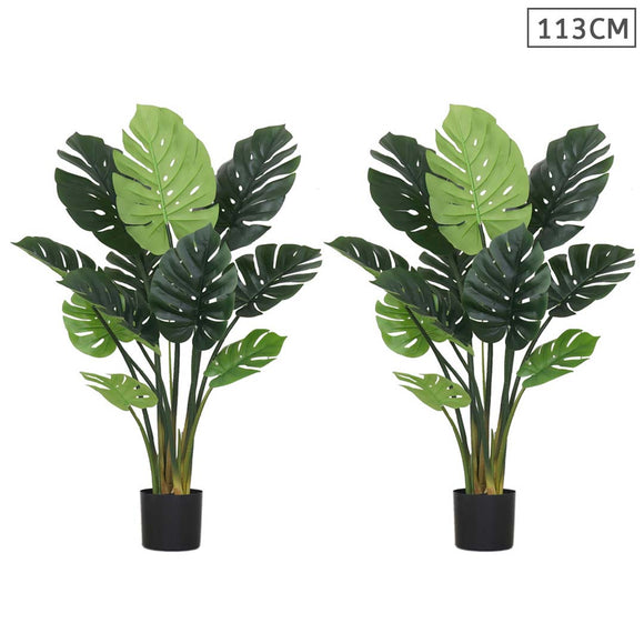 NNEAGS 2X 113cm Artificial Indoor Potted Turtle Back Fake Decoration Tree Flower Pot Plant