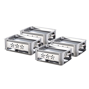 NNEAGS 4X 36CM Portable Stainless Steel Outdoor Chafing Dish BBQ Fish Stove Grill Plate
