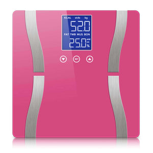 NNEAGS Glass LCD Digital Body Fat Scale Bathroom Electronic Gym Water Weighing Scales Pink