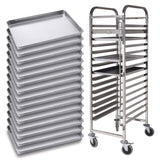 NNEAGS Trolley 15 Tier Stainless Steel with Aluminum Baking Pan Cooking Tray for Bakers