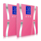 NNEAGS 2X Glass LCD Digital Body Fat Scale Bathroom Electronic Gym Water Weighing Scales Pink