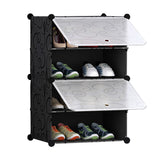 NNEAGS 4 Tier Shoe Rack Organizer Sneaker Footwear Storage Stackable Stand Cabinet Portable Wardrobe with Cover