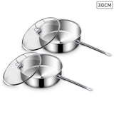 NNEAGS 2X 30cm Stainless Steel Saucepan Sauce pan with Glass Lid and Helper Handle Triple Ply Base Cookware