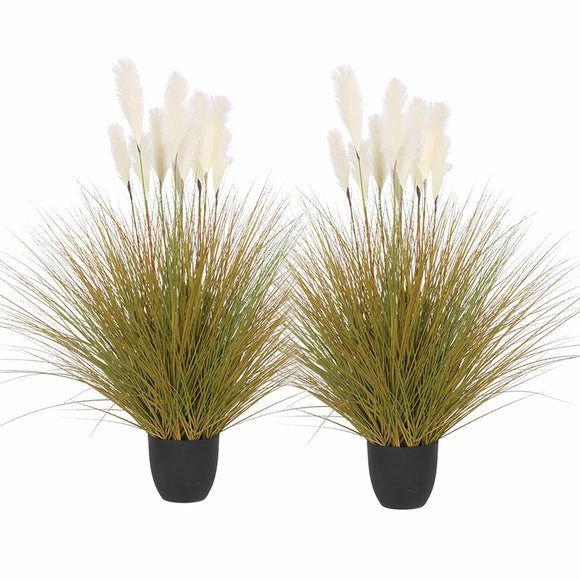 NNEAGS 2X 137cm Artificial Indoor Potted Reed Bulrush Grass Tree Fake Plant Simulation Decorative